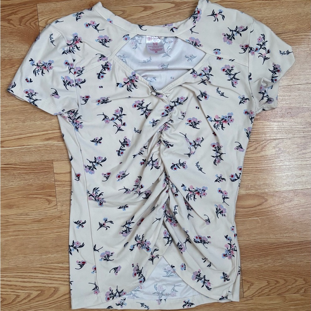 (3 for $30) No Boundaries Cream Floral Short Sleeve Top